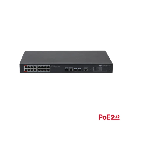 سويتش شبكات DH PFS4218 16ET 190 من داهوا 18 منفذ (16 منفذ PoE + 2 منافذ Uplink) مُدار